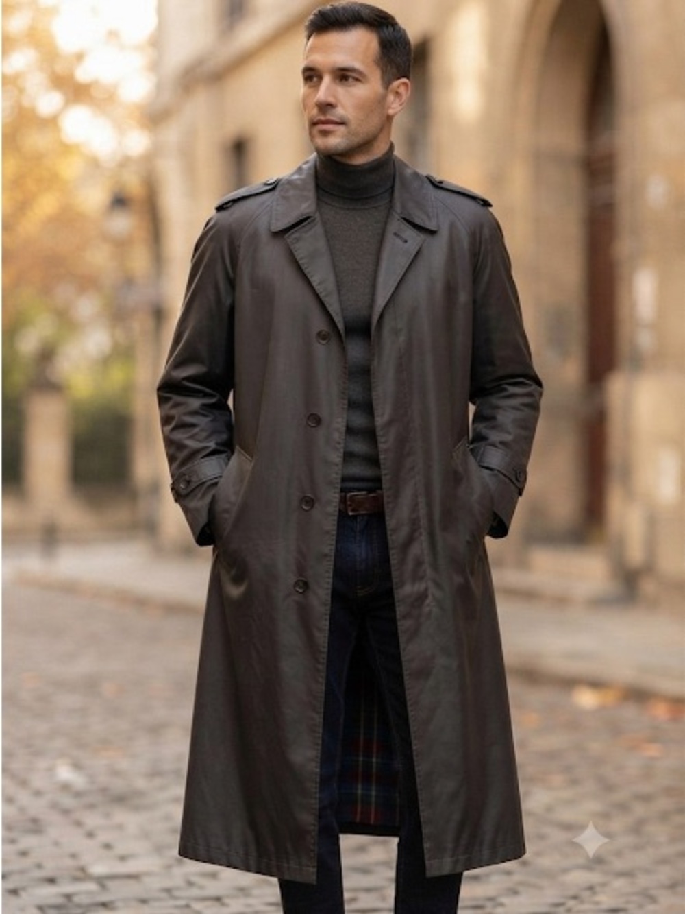 Men's Chocolate Brown Long Trench Coat